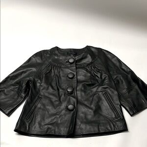Vintage context Black Leather Women's crop Jacket